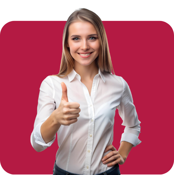 professional-woman-giving-thumbs-up-white-shirt-red-background